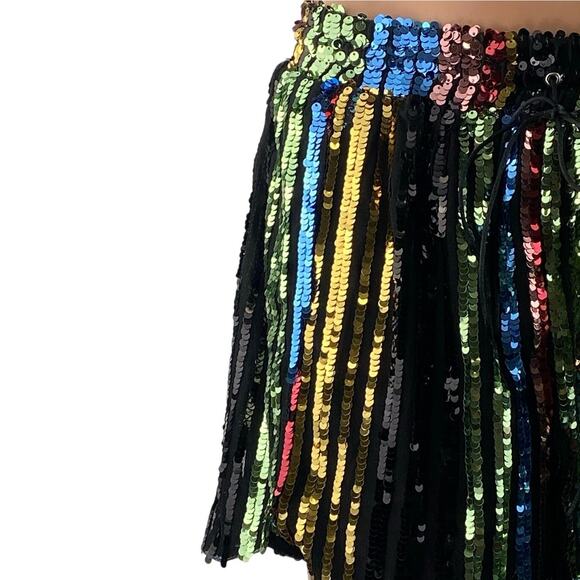 NEW LPA Short 194 Multicolor Striped Sequin High Rise Mini Party Shorts Size M - Picture 3 of 7